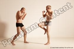 Underwear Martial art Man - Man White Moving poses Slim Short Blond Dynamic poses Academic